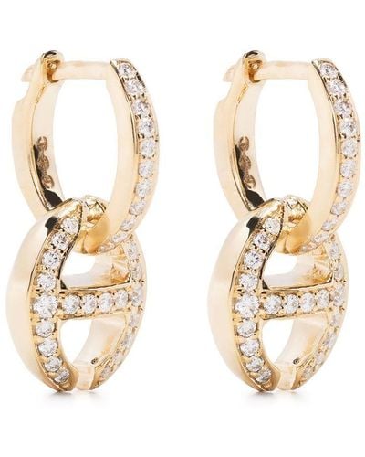 Hoorsenbuhs 18kt Yellow Gold Diamond Klaasp Earrings - White
