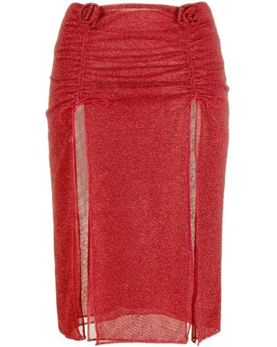 Oséree Minifalda Lumière con aplique de rosa - Rojo
