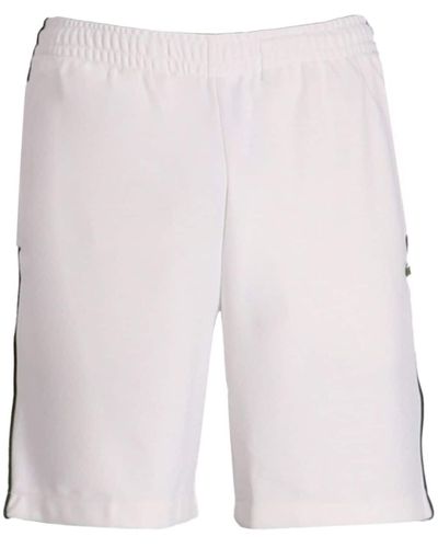 Lacoste Stripe embroidered track shorts - Weiß