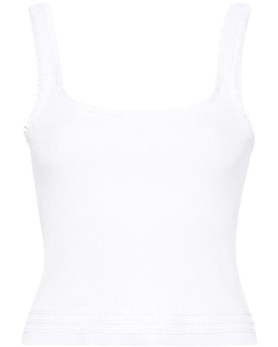 Chloé Ruffled Stretch-cotton Tank Top - White