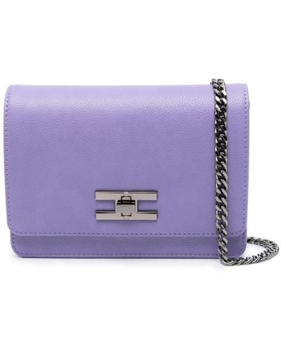 Elisabetta Franchi Bolso de hombro con placa del logo - Morado