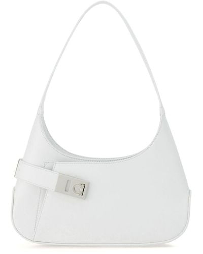 Ferragamo Medium Hobo Leather Shoulder Bag - White