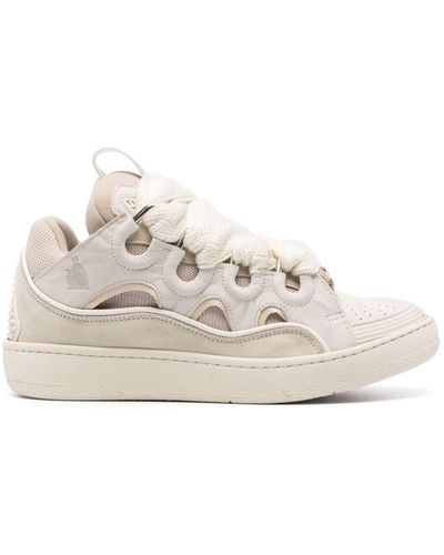 Lanvin Curb Leather Trainers - Natural