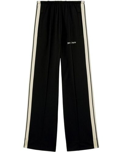 Palm Angels Logo-embroidered Wide-leg Track Trousers - Black