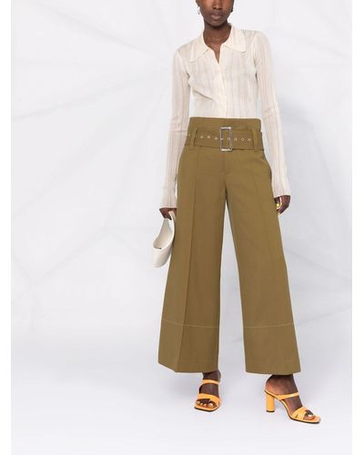 10 Corso Como High-waist Belted Wide-leg Pants - Brown