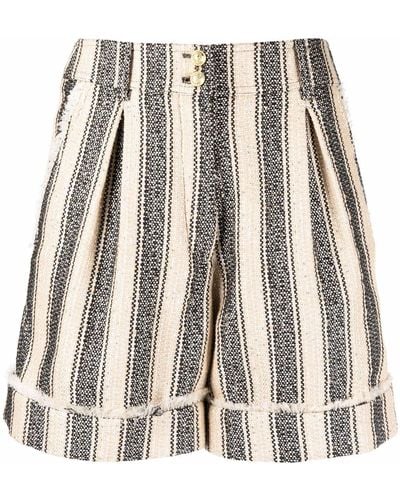 Balmain Pantalones cortos de piqué a rayas - Multicolor