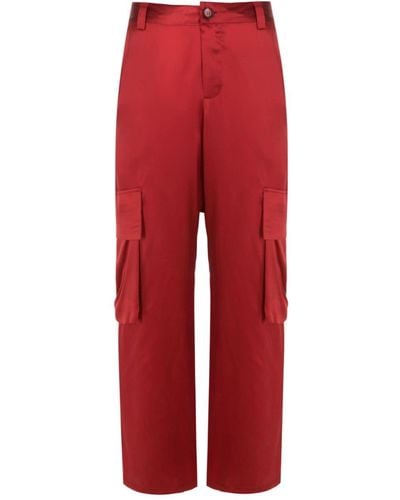 UMA | Raquel Davidowicz Straight-leg Silk Cargo Pants - Red