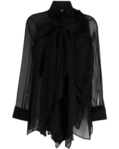 Sheer Black Blouse Long Sleeve for Women - Up to 74% off