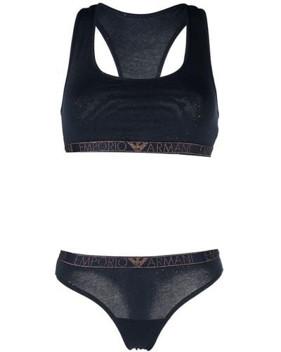 Emporio Armani Logo Tape-detail Underwear Set - Black