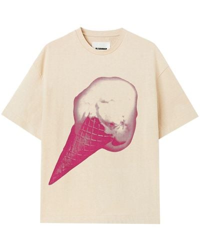 Jil Sander T-Shirt mit Logo-Print - Pink