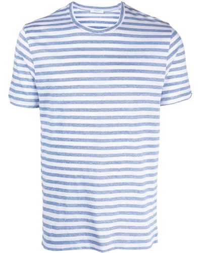 Boglioli Striped Linen T-shirt - Blue