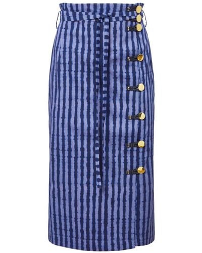 Altuzarra Hiroki Striped Midi Skirt - Blue