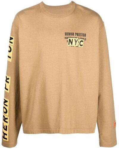 Heron Preston Logo-print Cotton Sweatshirt - Natural