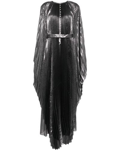 SemSem Lamé-effect plissé gown - Schwarz