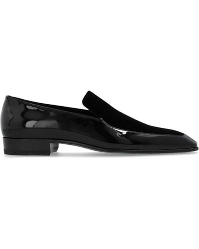 Saint Laurent Panelled Polished Leather Loafers - Black