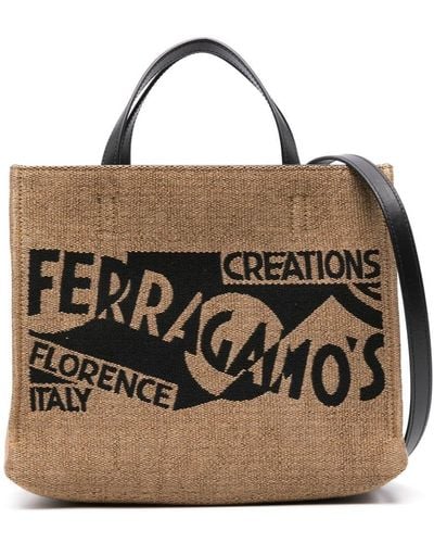 Ferragamo Small Logo-embroidered Tote Bag - Black