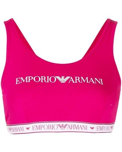 Emporio Armani Logo-print Cropped Tank Top - Pink