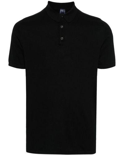Fedeli Short-sleeves Cotton Polo Shirt - Black