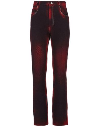 Ferragamo Denim-print Slim-cut Pants - Red