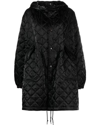 Junya Watanabe Diamond-quilted Hooded Coat - Black