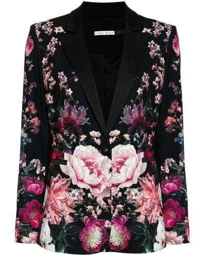 Alice + Olivia Breann Floral Print Blazer - Black