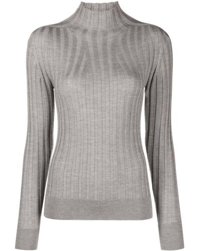 Peserico High-neck Wide-ribbed Jumper - Grey
