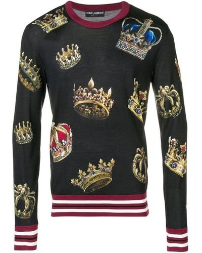 Dolce & Gabbana Crown Print Sweater - Black