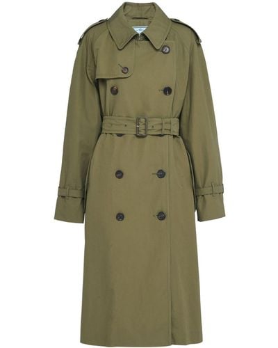 Prada Double-breasted Belted Trench Coat - Green