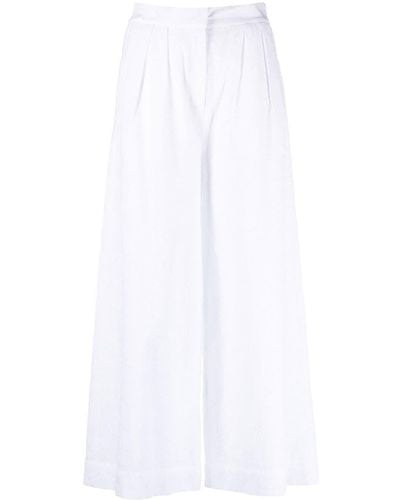 Karl Lagerfeld Pantalon ample en broderie anglaise - Blanc