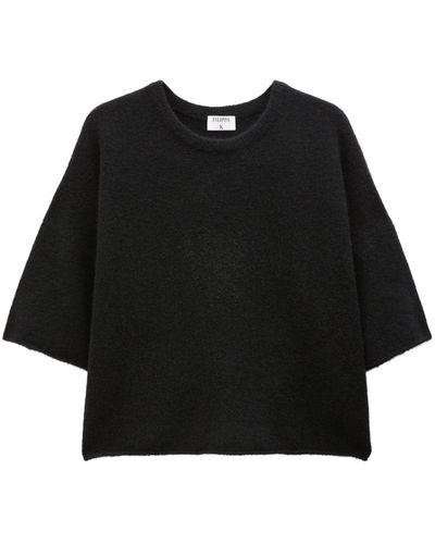 Filippa K Knitted Wide-sleeve T-shirt - Black