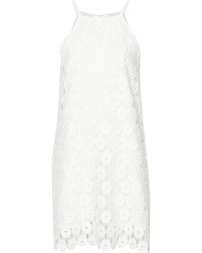 Erika Cavallini Semi Couture Robe courte en macramé - Blanc