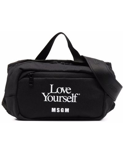 MSGM Love Yourself Logo Belt Bag - Black