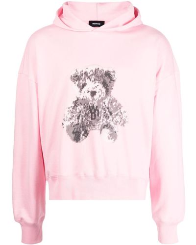 we11done Hoodie Met Teddybeerprint - Roze