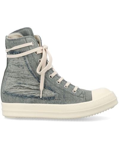 Rick Owens Distressed Denim Trainers - Brown