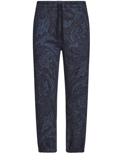 Etro Paisley-print Cotton Track Trousers - Blue