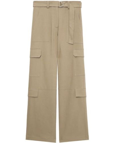 MSGM Belted Woven Cargo Trousers - Natural