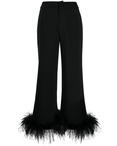 Huishan Zhang Randall Feather-embellished Silk Pants - Black
