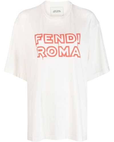 Fendi T-shirt Met Logoprint - Wit