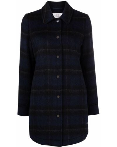 Woolrich チェック オーバーサイズ シャツジャケット - ブルー