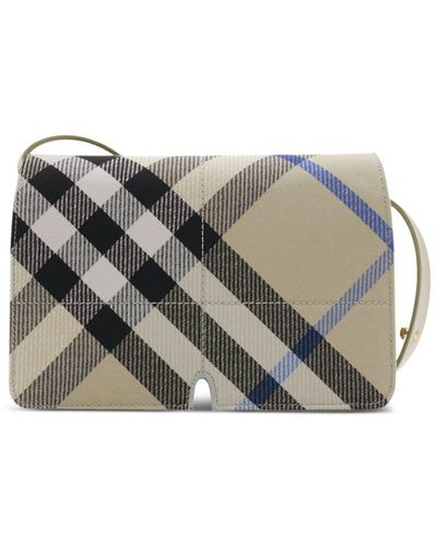 Burberry Snip Checked Shoulder Bag - Grey