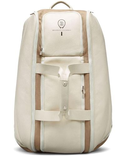 Brunello Cucinelli Zipped Leather Backpack - White
