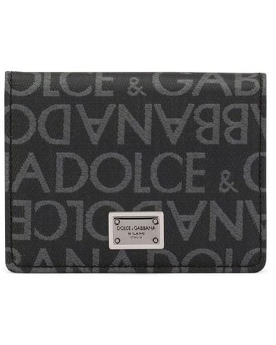 Dolce & Gabbana Porte-cartes en cuir à motif monogrammé - Gris