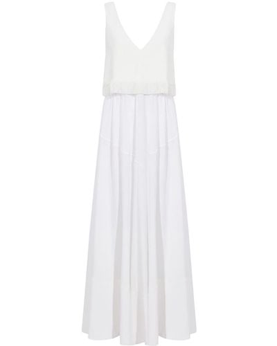 Proenza Schouler Lynda Dress In Textured Marocaine With Boucle - White
