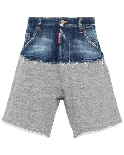 DSquared² Panelled Cotton Shorts - Blue