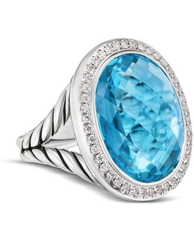 David Yurman Anillo Albion en plata de ley con diamantes y topacio - Azul