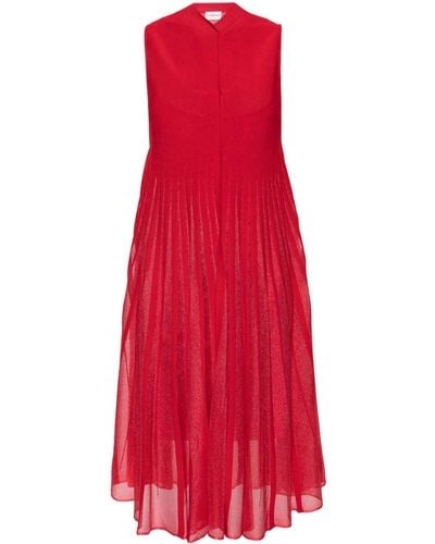 Claudie Pierlot Pleated Knitted Midi Dress - Red