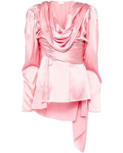 Magda Butrym Long-sleeve Draped Silk Blouse - Pink