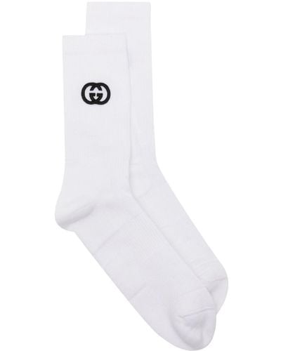 Gucci Cotton Blend Socks With Interlocking G - White