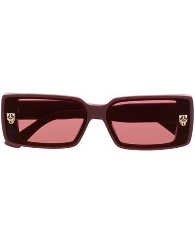 Cartier Logo-detail Square-frame Sunglasses - Red