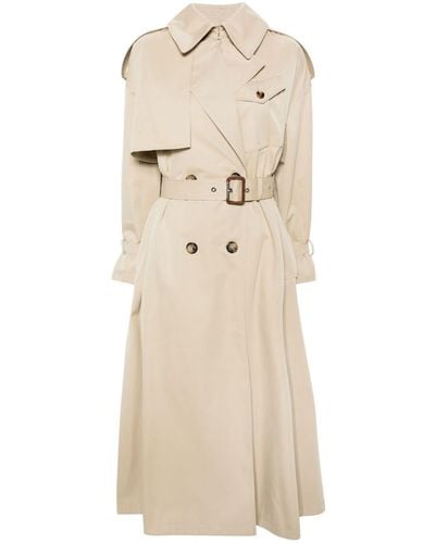 Alexander McQueen Neutral Belted A-line Trench Coat - Women's - Viscose/cotton/cupro - Natural